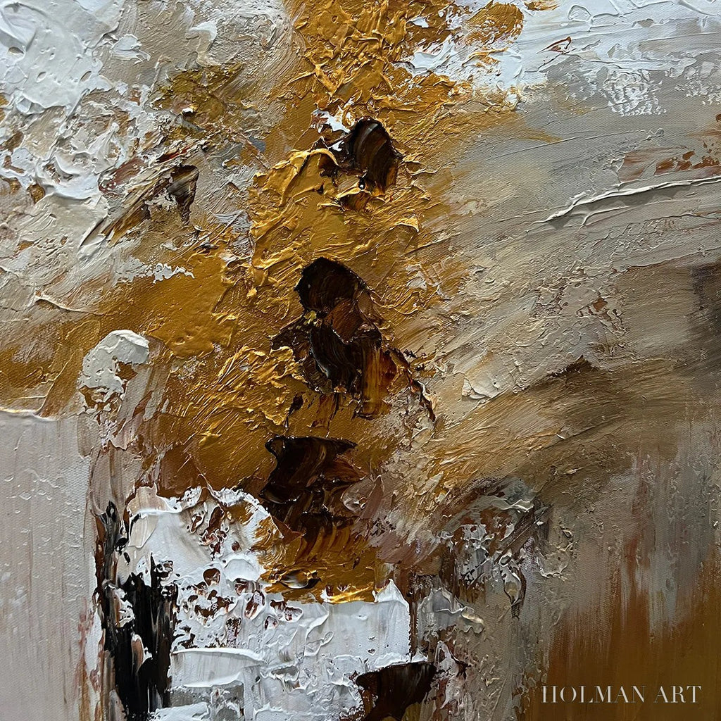 HOLMAN ART Golden Whispers – Textured Abstract Painting in Beige, White, and Gold - image 4