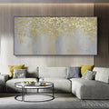 HOLMAN ART Golden Drizzle – Gold Leaf Abstract Painting, Grey and Gold , Horizontal Canvas, Modern Decor - image 2