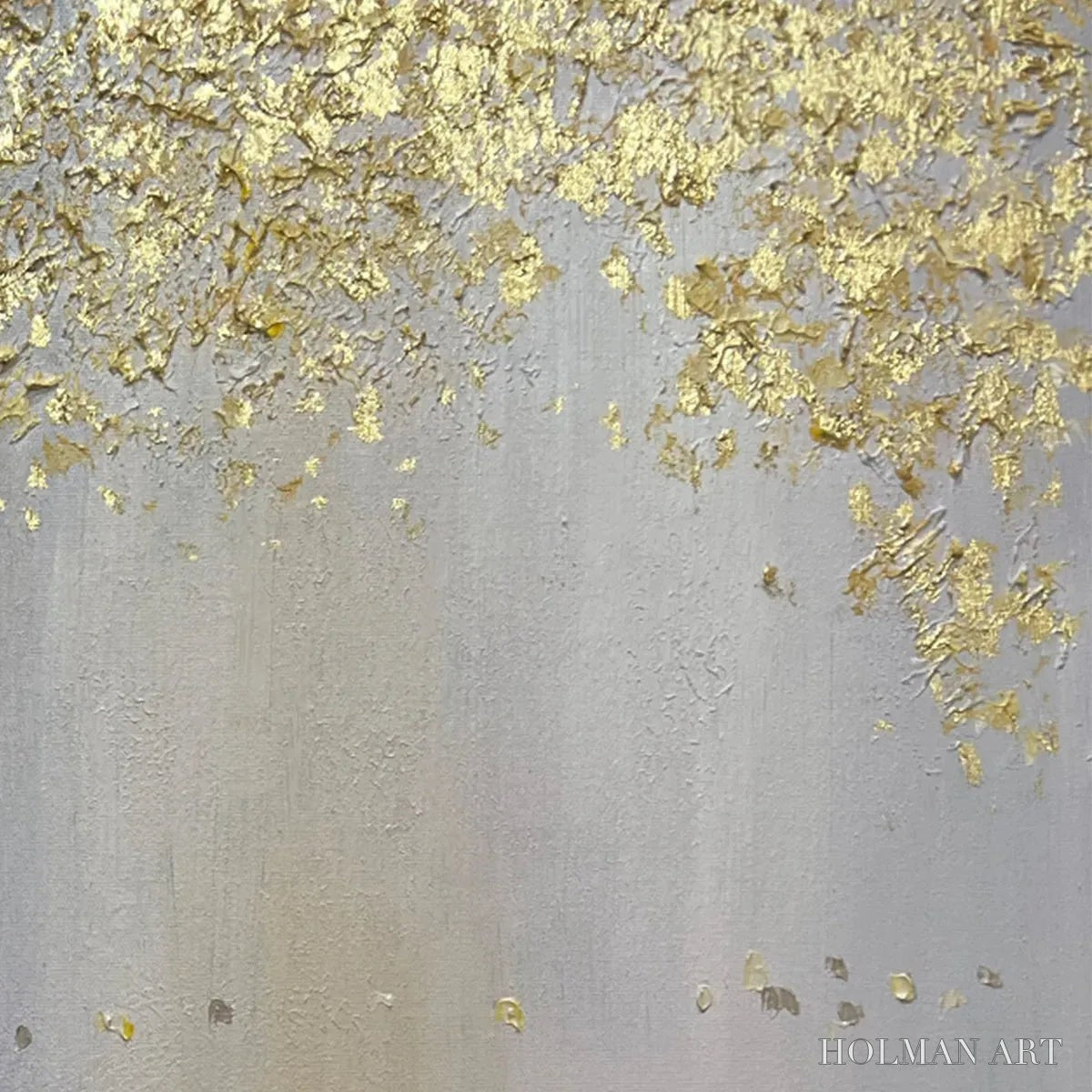 HOLMAN ART Golden Drizzle – Gold Leaf Abstract Painting, Grey and Gold , Horizontal Canvas, Modern Decor - image 5