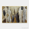 HOLMAN ART Abstract Figures – Textured Abstract Figures Painting, Beige and Brown , Horizontal Canvas, Modern Decor - image 1