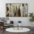 HOLMAN ART Abstract Figures – Textured Abstract Figures Painting, Beige and Brown , Horizontal Canvas, Modern Decor - image 2
