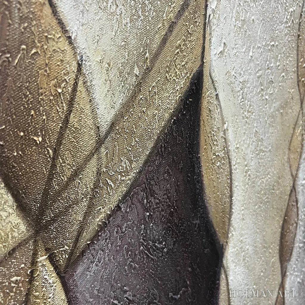 HOLMAN ART Abstract Figures – Textured Abstract Figures Painting, Beige and Brown , Horizontal Canvas, Modern Decor - image 3