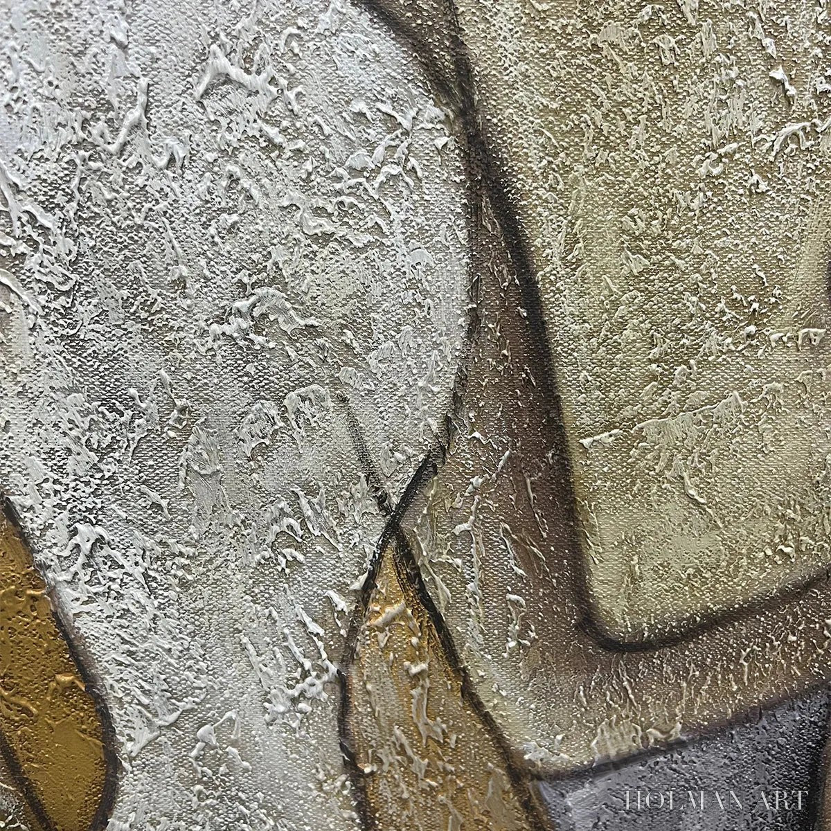 HOLMAN ART Abstract Figures – Textured Abstract Figures Painting, Beige and Brown , Horizontal Canvas, Modern Decor - image 5