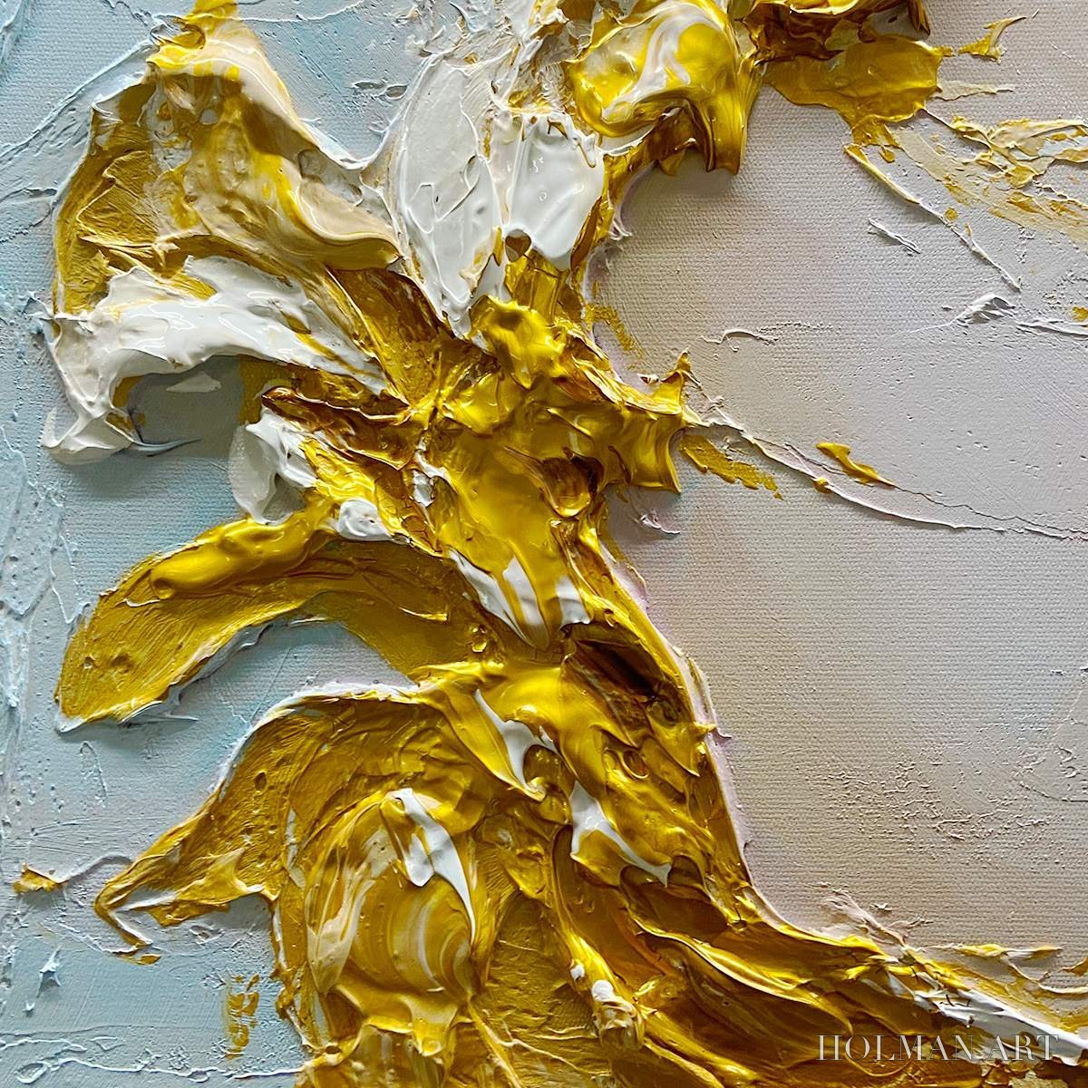 HOLMAN ART Jade Aurora – Green and Gold Abstract Impasto Oil Painting - image 3