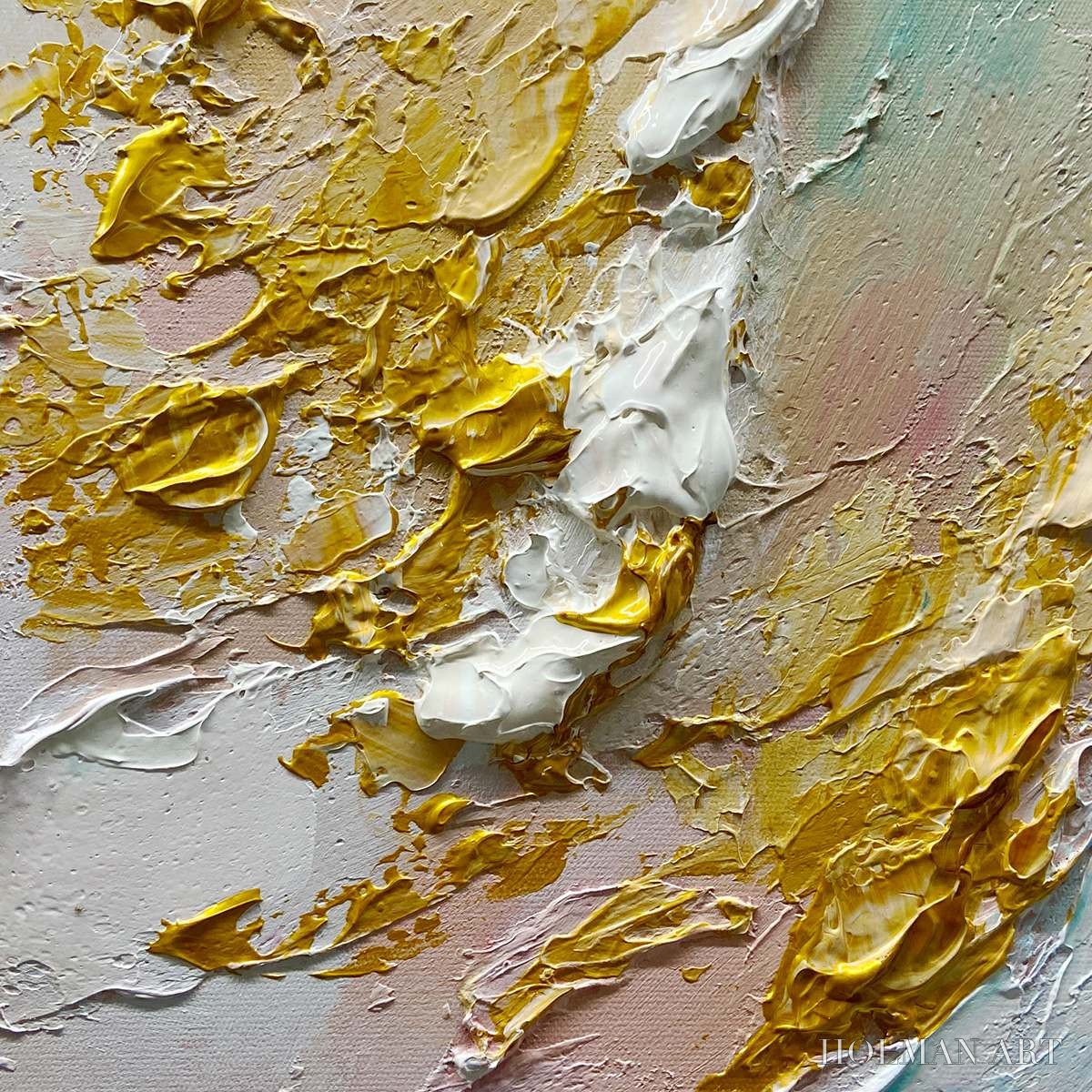 HOLMAN ART Jade Aurora – Green and Gold Abstract Impasto Oil Painting - image 5