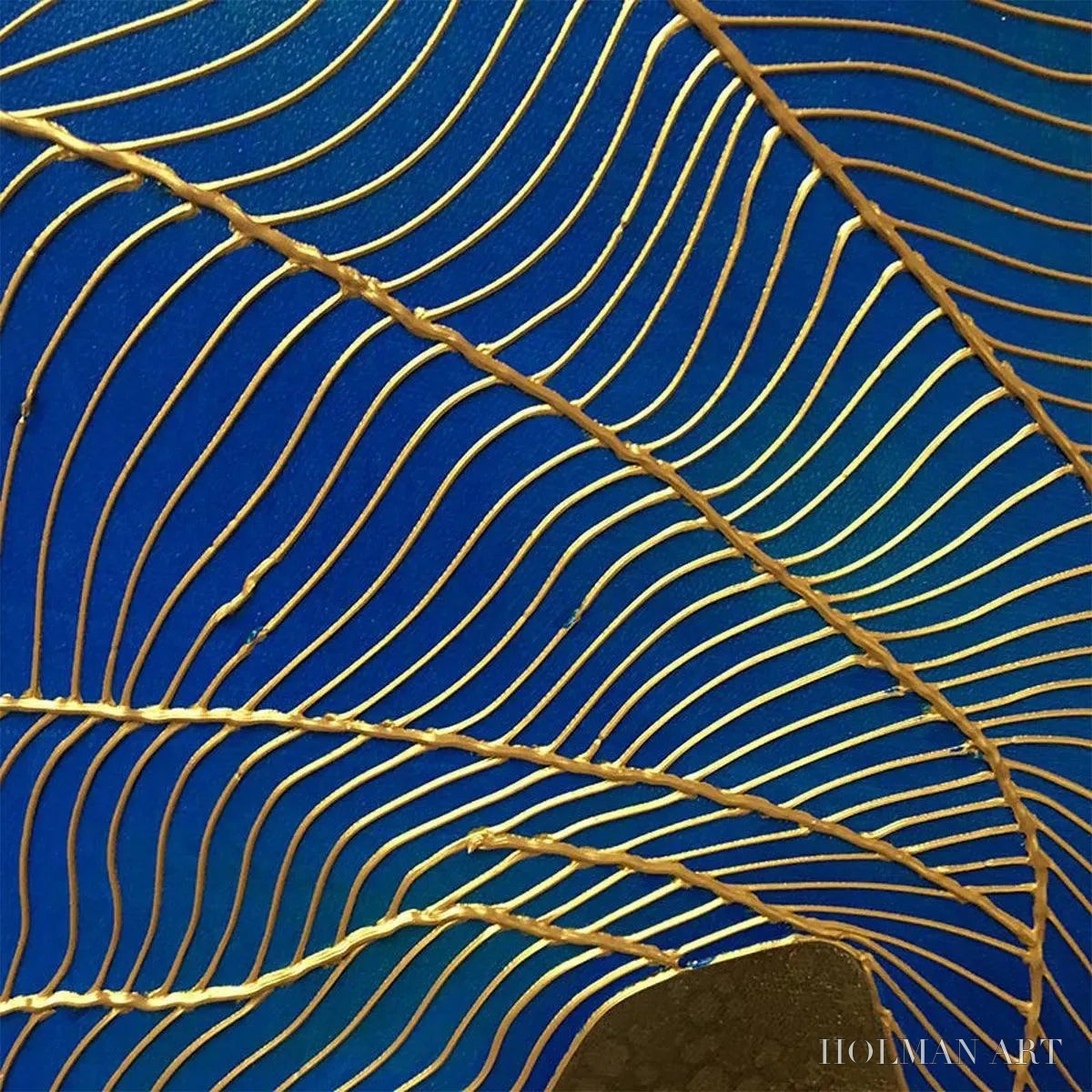 HOLMAN ART Golden Flow – Abstract Blue and Gold Oil Painting - image 3