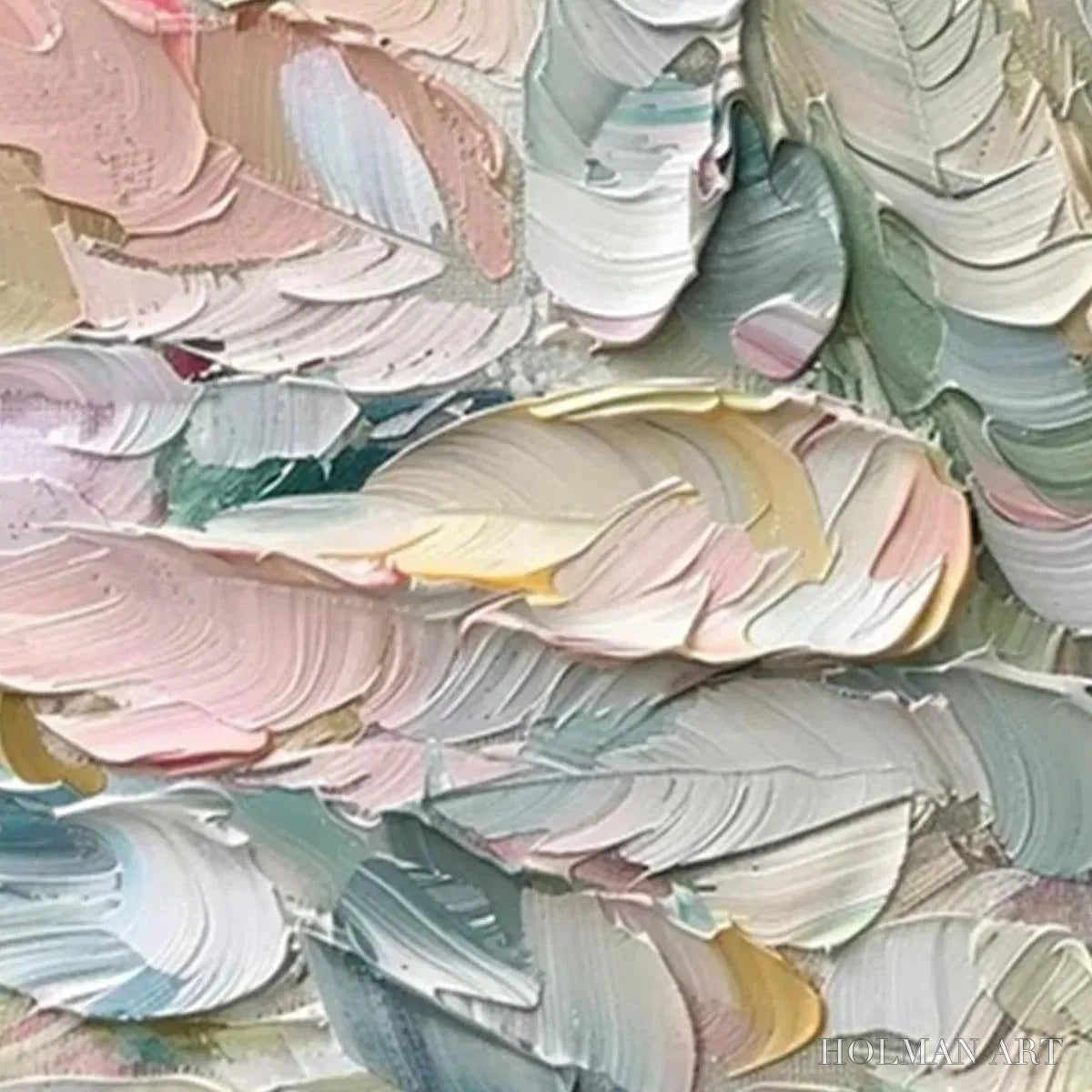 HOLMAN ART Pastel Feathers – Textured Abstract Painting, Impasto , Square Canvas, Dreamy Decor - image 3