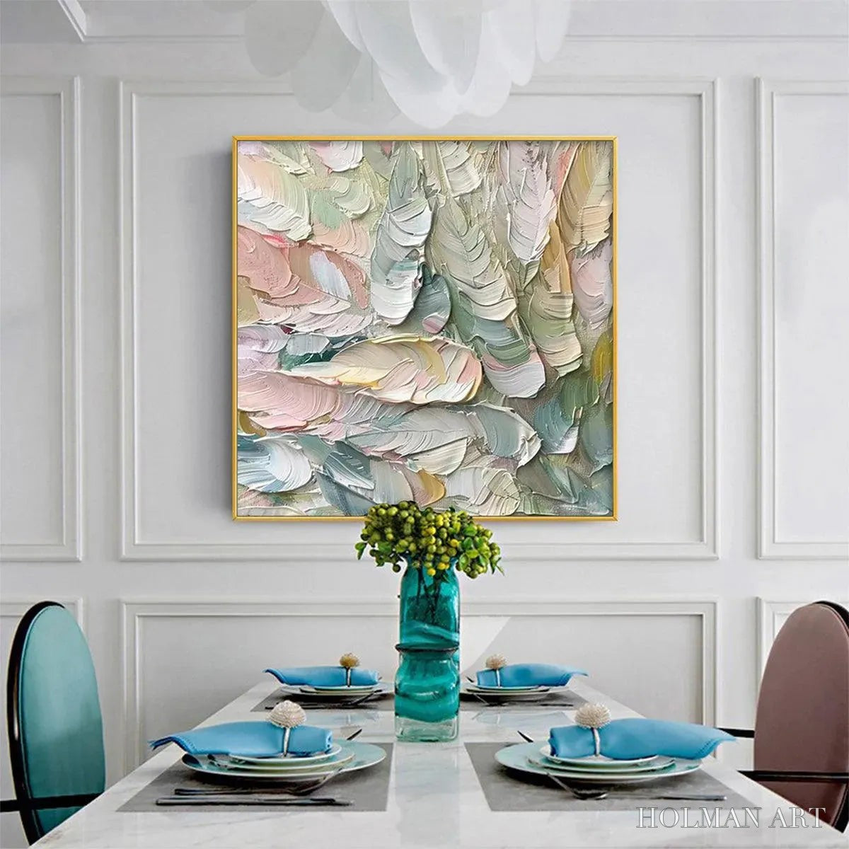HOLMAN ART Pastel Feathers – Textured Abstract Painting, Impasto , Square Canvas, Dreamy Decor - image 5