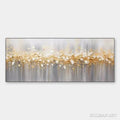 HOLMAN ART Golden Drizzle – Textured Abstract Painting, Gold and Grey , Panoramic Canvas, Modern Decor - image 1