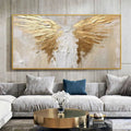 HOLMAN ART Golden Wings – Textured Abstract Painting, Gold and Beige , Panoramic Canvas, Modern Decor - image 2