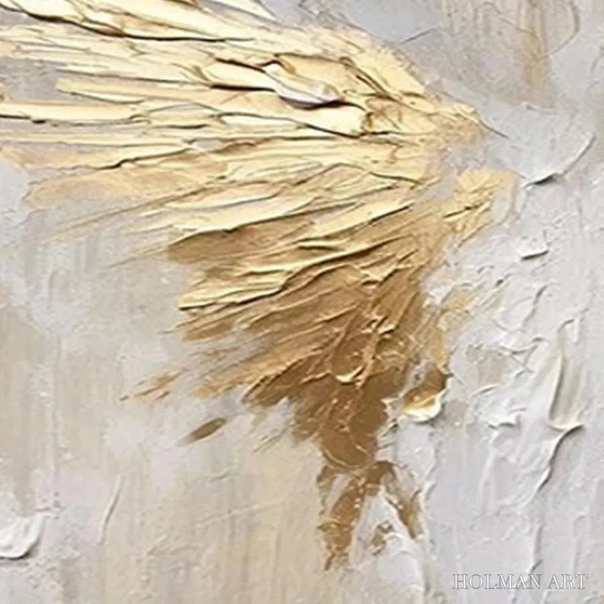 HOLMAN ART Golden Wings – Textured Abstract Painting, Gold and Beige , Panoramic Canvas, Modern Decor - image 5