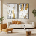HOLMAN ART Golden Lines Diptych – Textured Abstract Painting Set of 2, Vertical - image 2