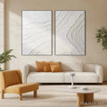 HOLMAN ART White Textured Lines Diptych – Textured Abstract Painting Set of 2, Vertical - image 2