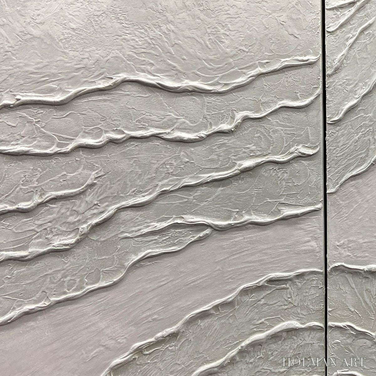 HOLMAN ART White Textured Lines Diptych – Textured Abstract Painting Set of 2, Vertical - image 6
