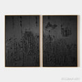 HOLMAN ART Black Textured Diptych – Textured Abstract Painting Set of 2, Vertical - image 1