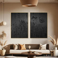 HOLMAN ART Black Textured Diptych – Textured Abstract Painting Set of 2, Vertical - image 2