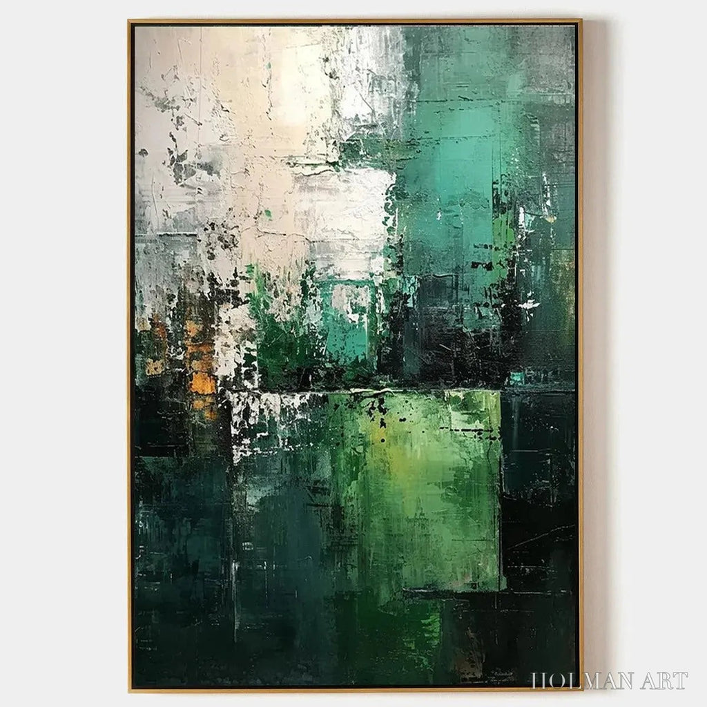HOLMAN ART Textured Green Abstract – Impasto Abstract Painting, Vertical - image 1