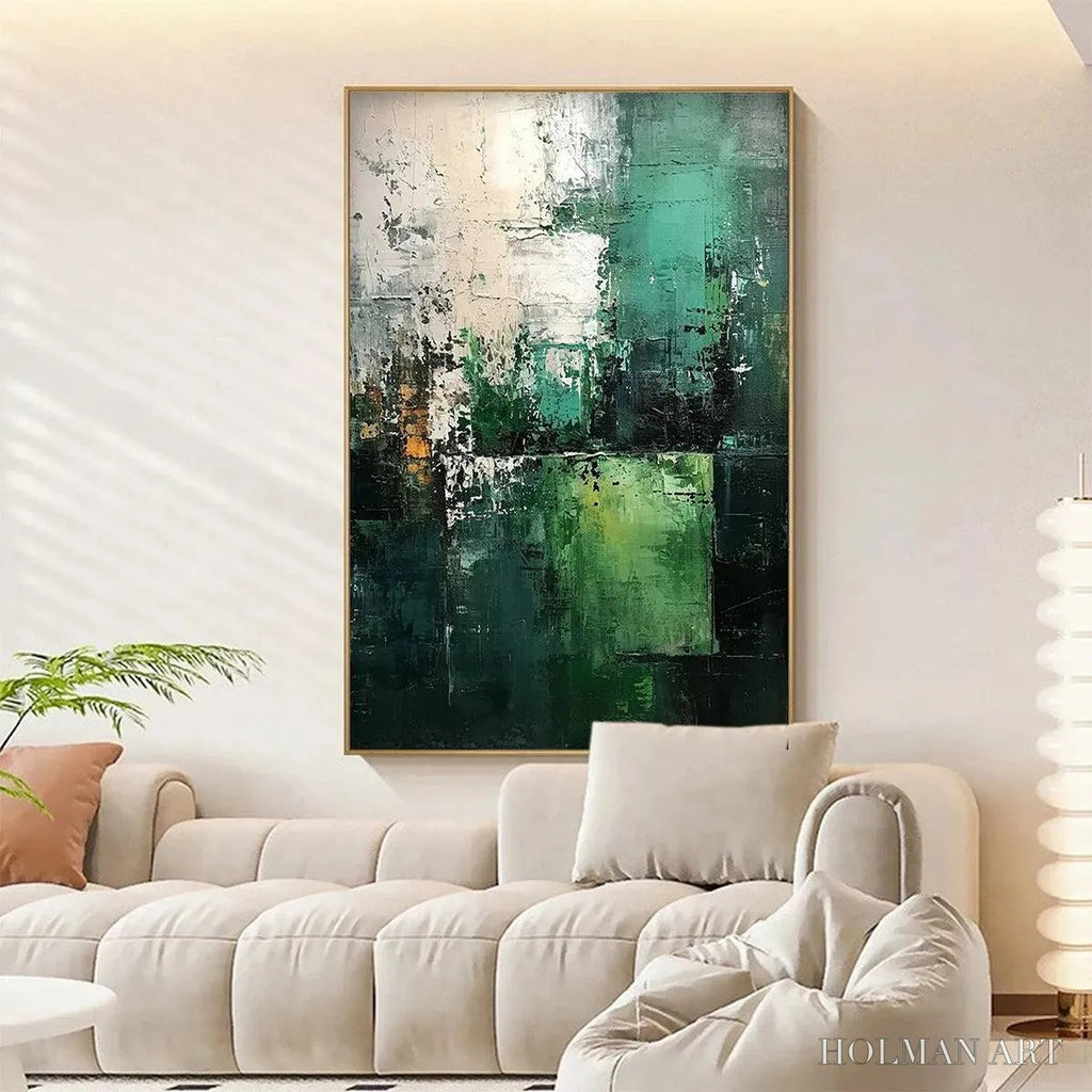 HOLMAN ART Textured Green Abstract – Impasto Abstract Painting, Vertical - image 3