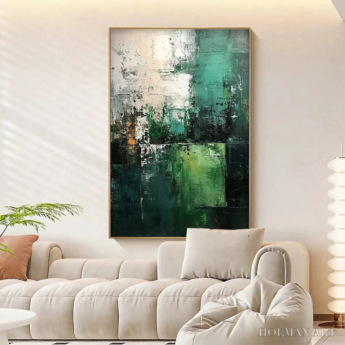 HOLMAN ART Textured Green Abstract – Impasto Abstract Painting, Vertical - image 3