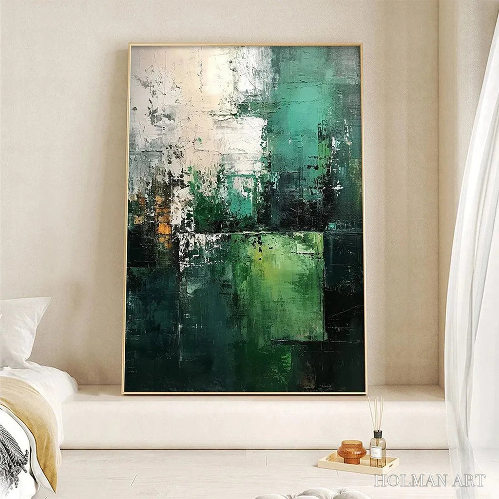 HOLMAN ART Textured Green Abstract – Impasto Abstract Painting, Vertical - image 5