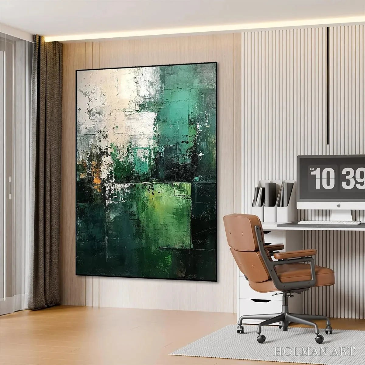 HOLMAN ART Textured Green Abstract – Impasto Abstract Painting, Vertical - image 6