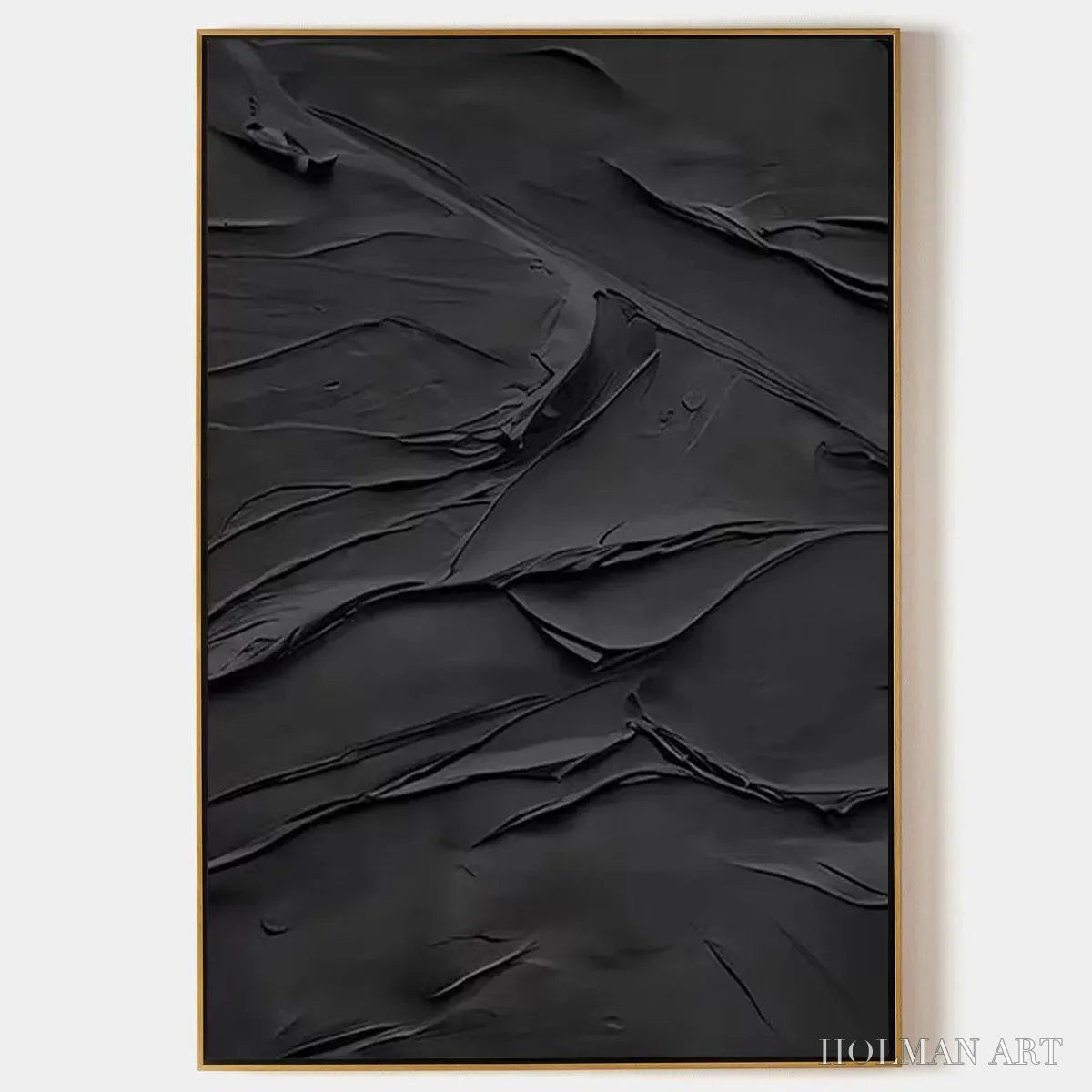 HOLMAN ART Black Textured Impasto – Dramatic Black Impasto Painting, Vertical - image 1