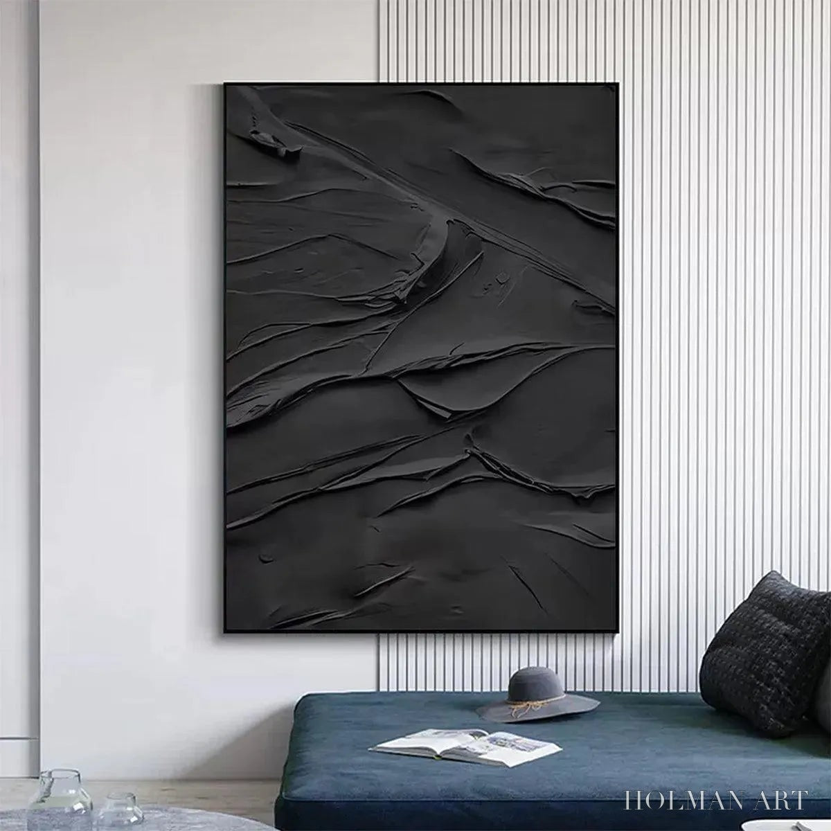 HOLMAN ART Black Textured Impasto – Dramatic Black Impasto Painting, Vertical - image 5