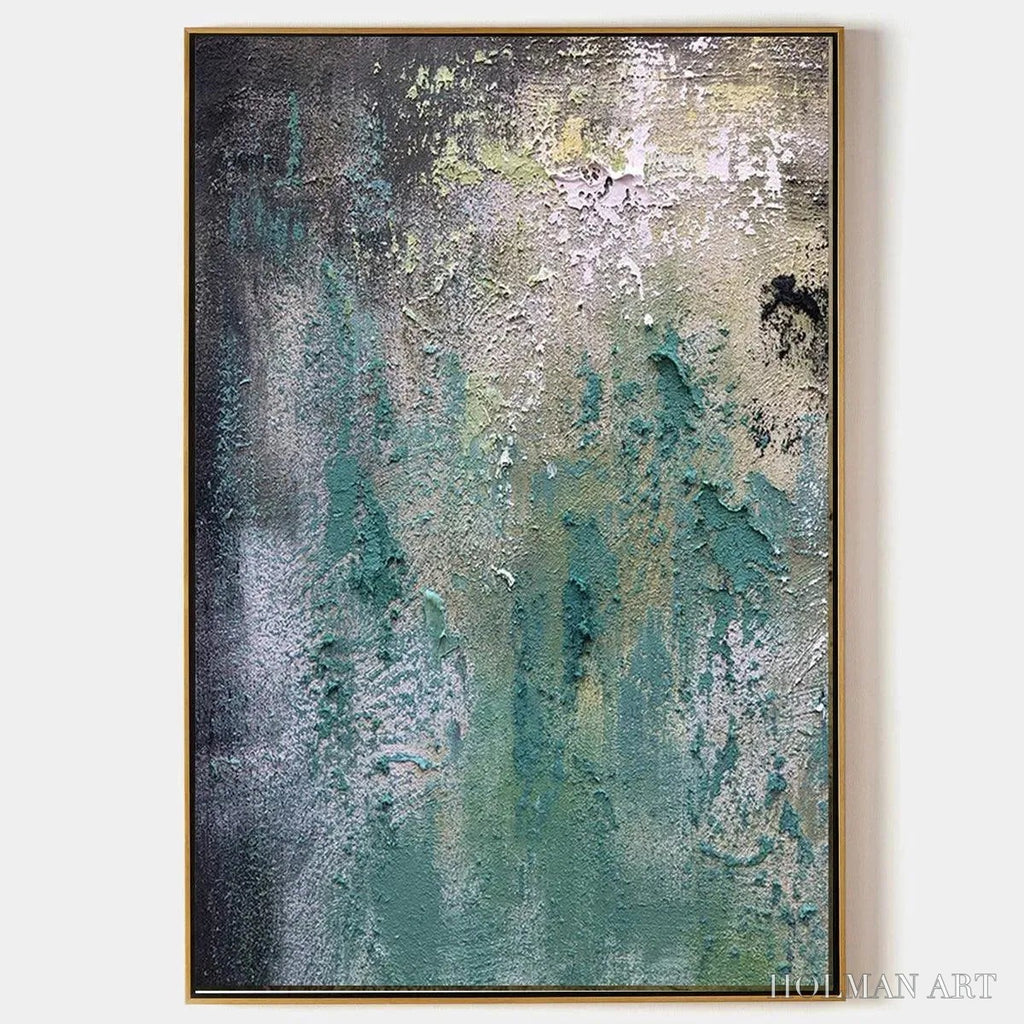 HOLMAN ART Textured Green Abstract – Impasto Abstract Painting, Vertical - image 1