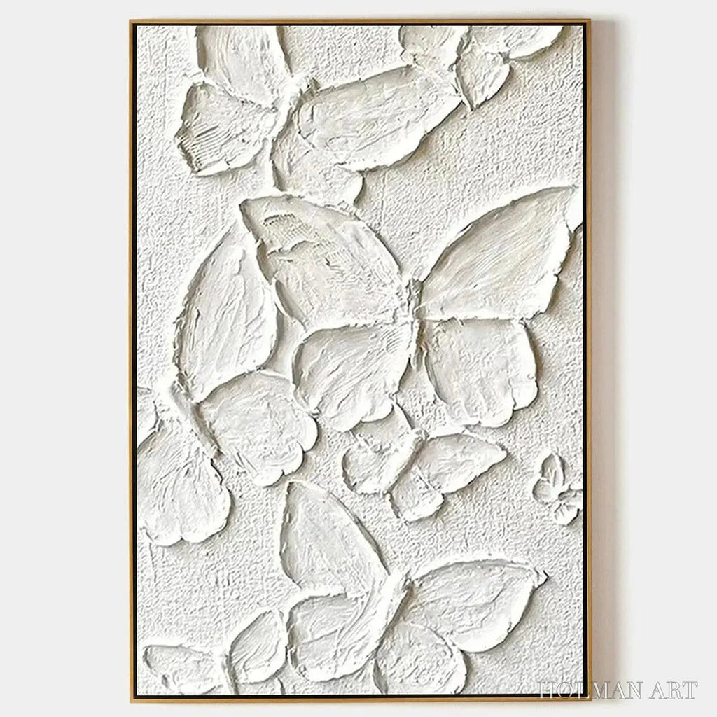 HOLMAN ART White Butterflies – 3D Butterfly Impasto Painting, Vertical - image 1