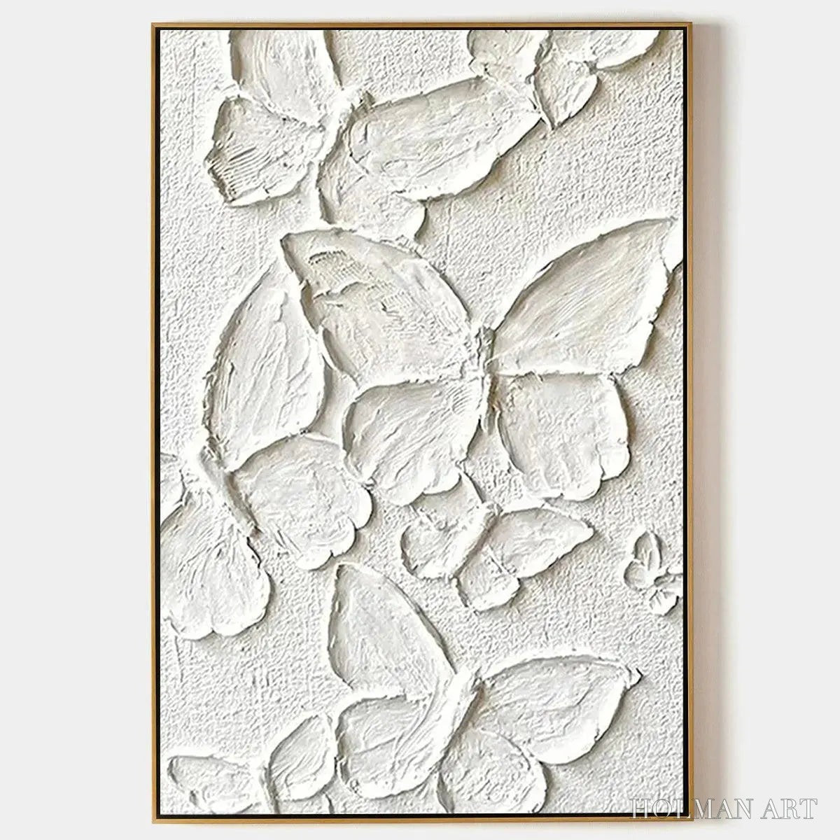 HOLMAN ART White Butterflies – 3D Butterfly Impasto Painting, Vertical - image 1
