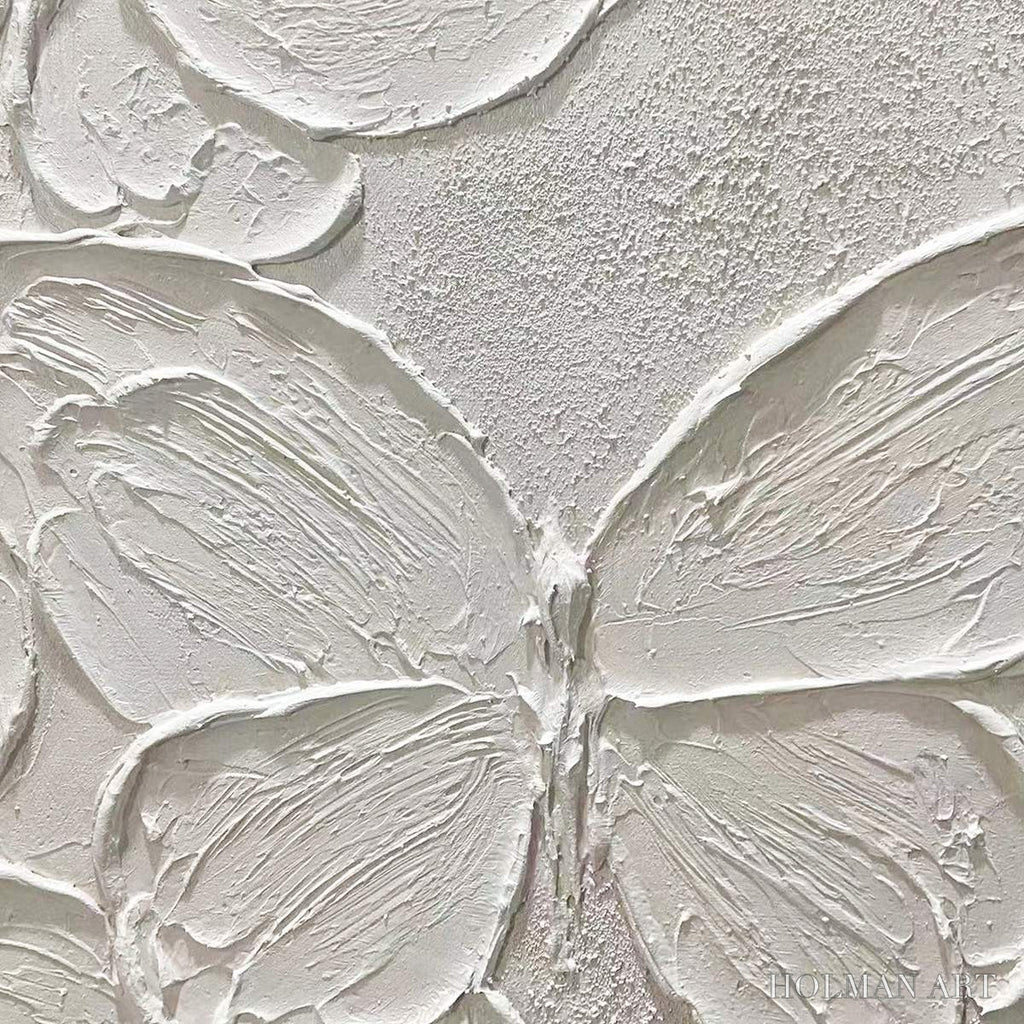 HOLMAN ART White Butterflies – 3D Butterfly Impasto Painting, Vertical - image 3
