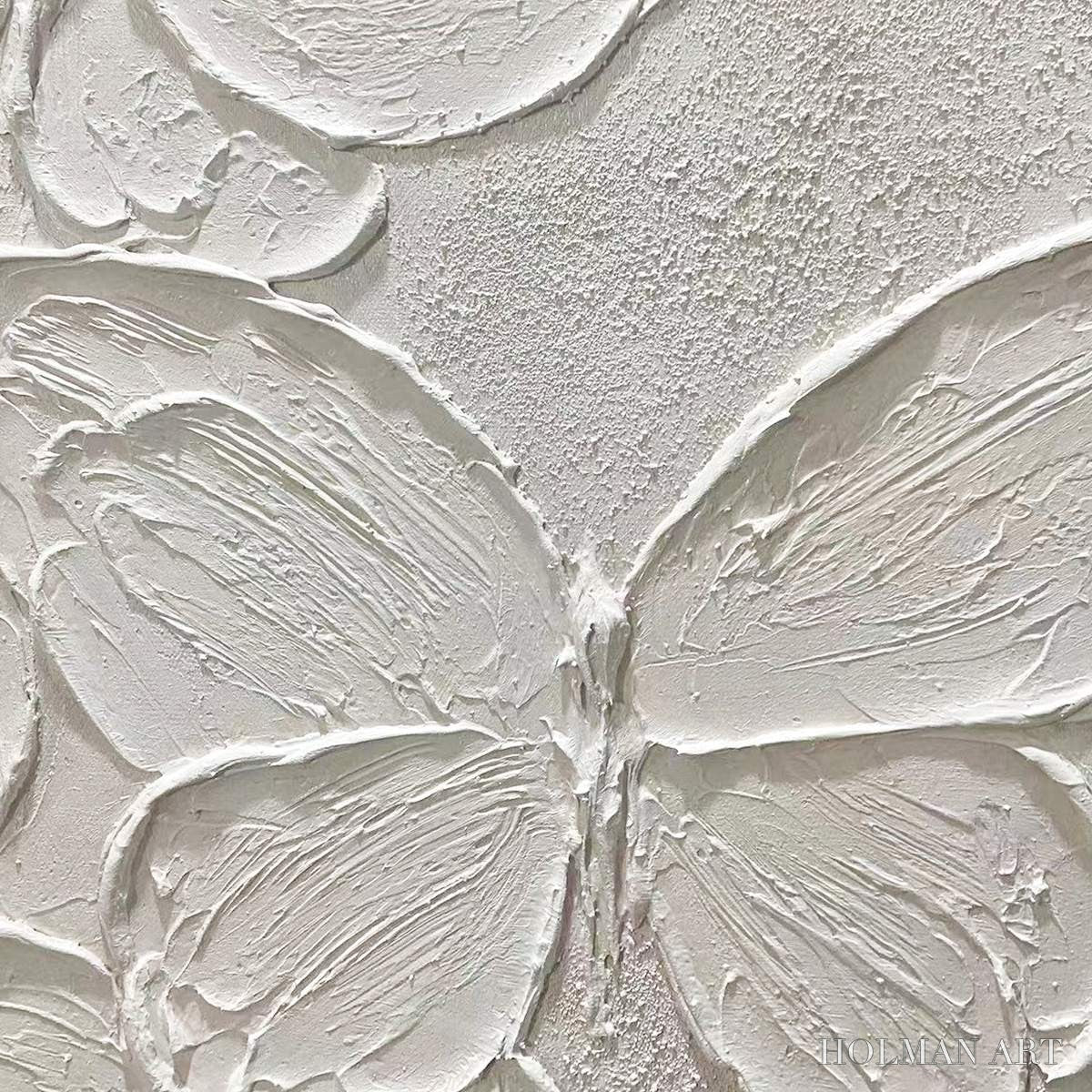 HOLMAN ART White Butterflies – 3D Butterfly Impasto Painting, Vertical - image 3