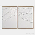 HOLMAN ART White Textured Waves Diptych – Textured Abstract Painting Set of 2, Vertical - image 1