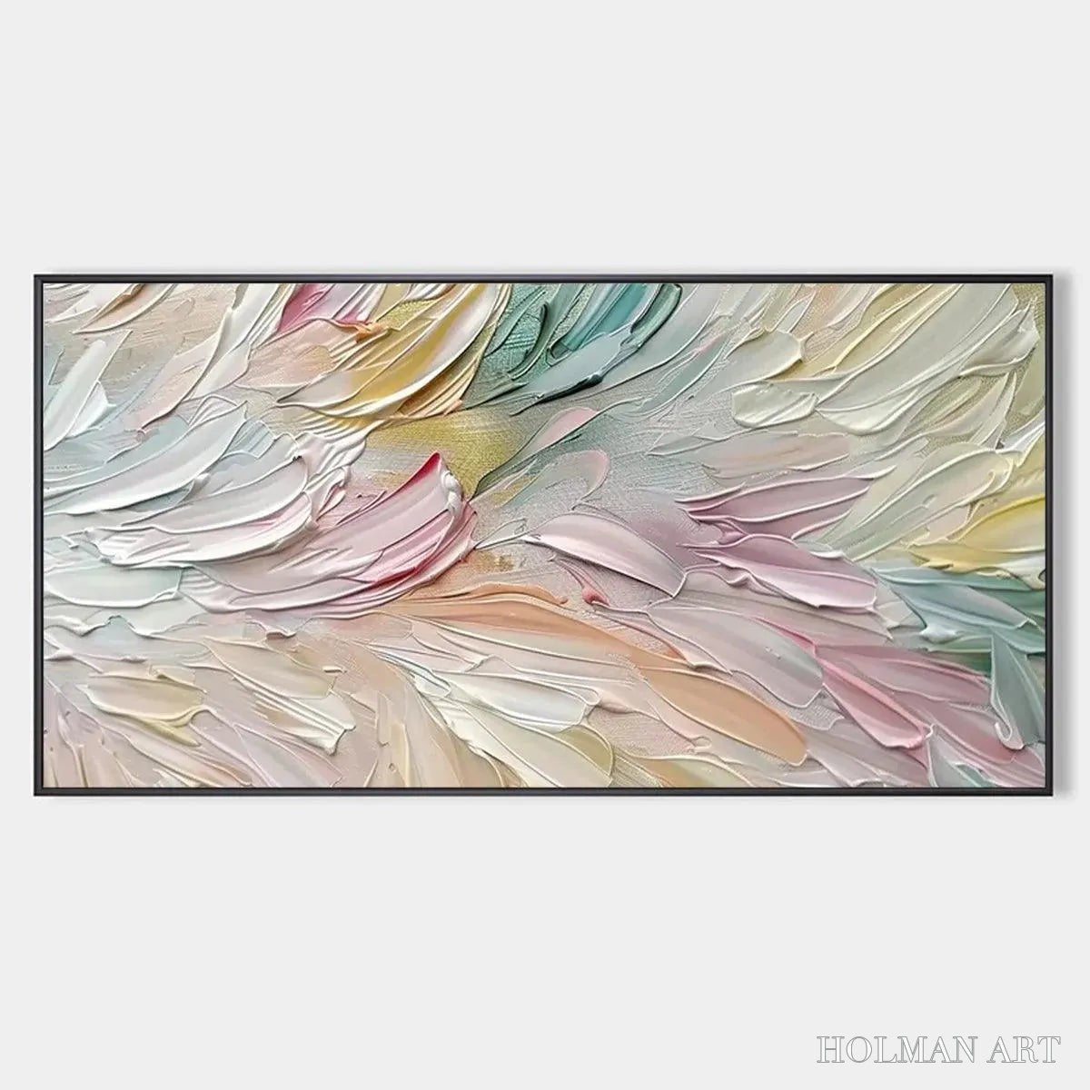 HOLMAN ART Pastel Dream – Textured Abstract Painting in Soft Hues, Horizontal - image 1
