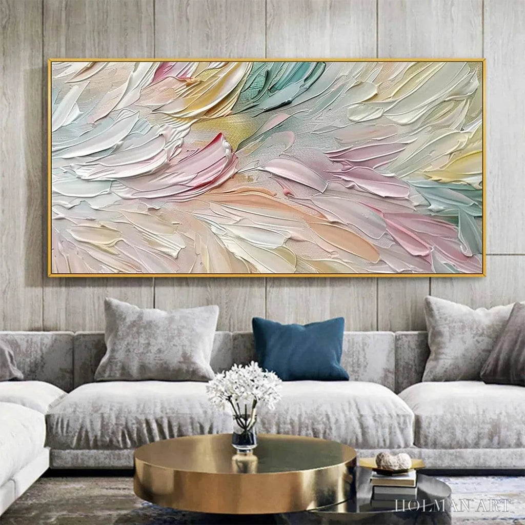 HOLMAN ART Pastel Dream – Textured Abstract Painting in Soft Hues, Horizontal - image 2
