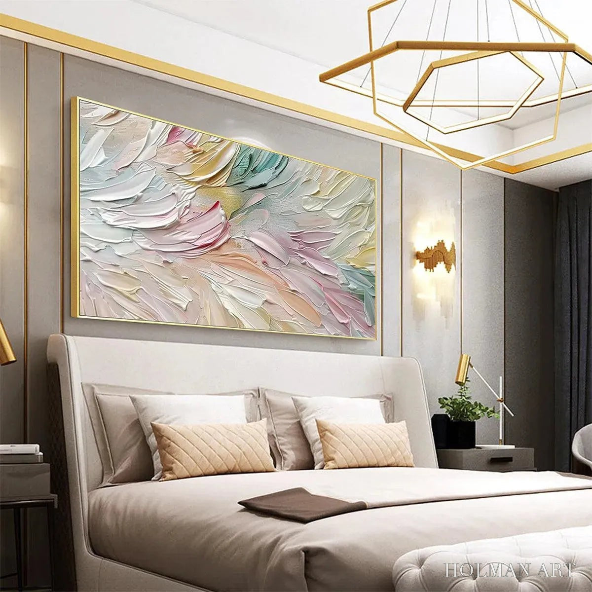 HOLMAN ART Pastel Dream – Textured Abstract Painting in Soft Hues, Horizontal - image 4