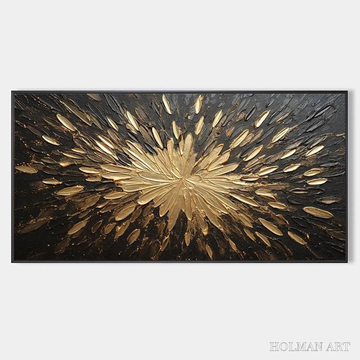 HOLMAN ART Golden Burst – Textured Abstract Painting in Gold and Black - image 1