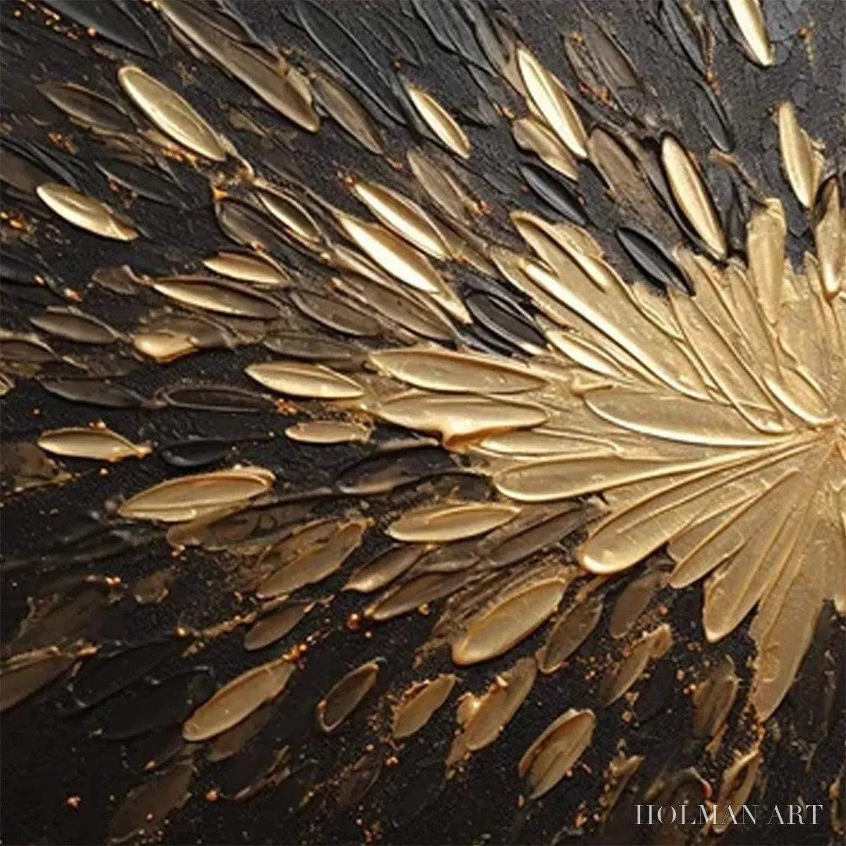 HOLMAN ART Golden Burst – Textured Abstract Painting in Gold and Black - image 3
