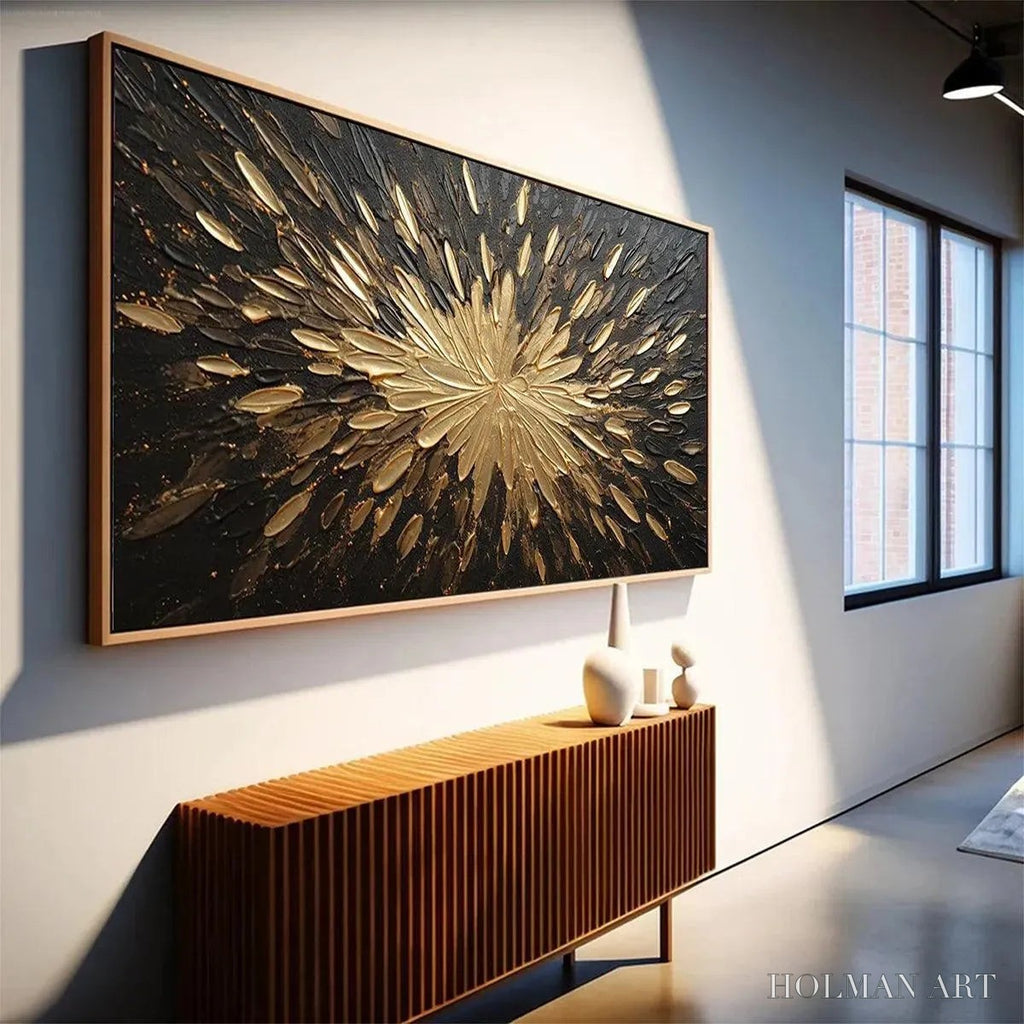 HOLMAN ART Golden Burst – Textured Abstract Painting in Gold and Black - image 4