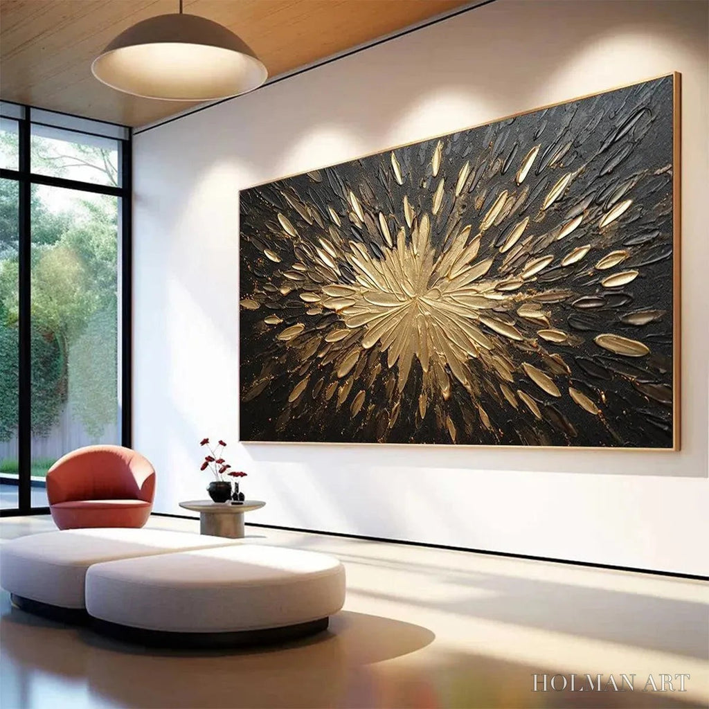 HOLMAN ART Golden Burst – Textured Abstract Painting in Gold and Black - image 5