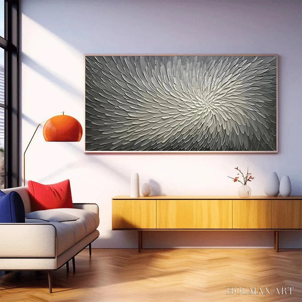 HOLMAN ART Silver Swirl – Textured Abstract Painting in Grey and White - image 2