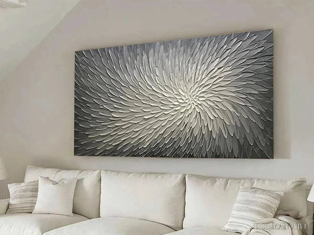 HOLMAN ART Silver Swirl – Textured Abstract Painting in Grey and White - image 4