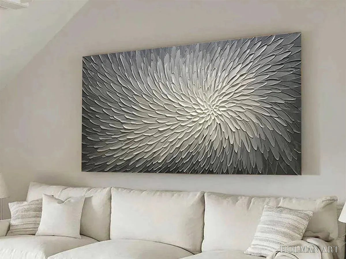 HOLMAN ART Silver Swirl – Textured Abstract Painting in Grey and White - image 4