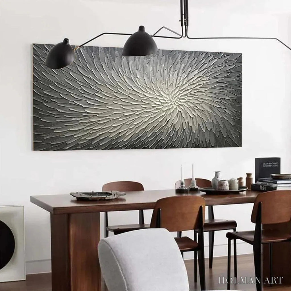 HOLMAN ART Silver Swirl – Textured Abstract Painting in Grey and White - image 5