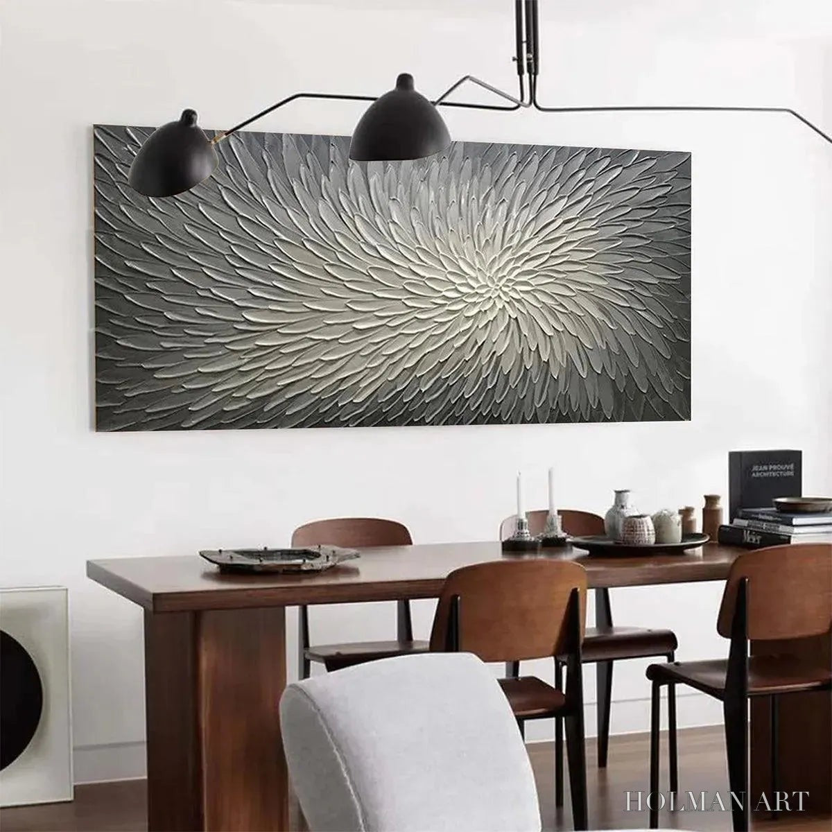 HOLMAN ART Silver Swirl – Textured Abstract Painting in Grey and White - image 5