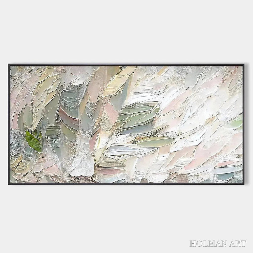 HOLMAN ART Pink Whispers – Textured Abstract Painting in Pink and Green - image 1