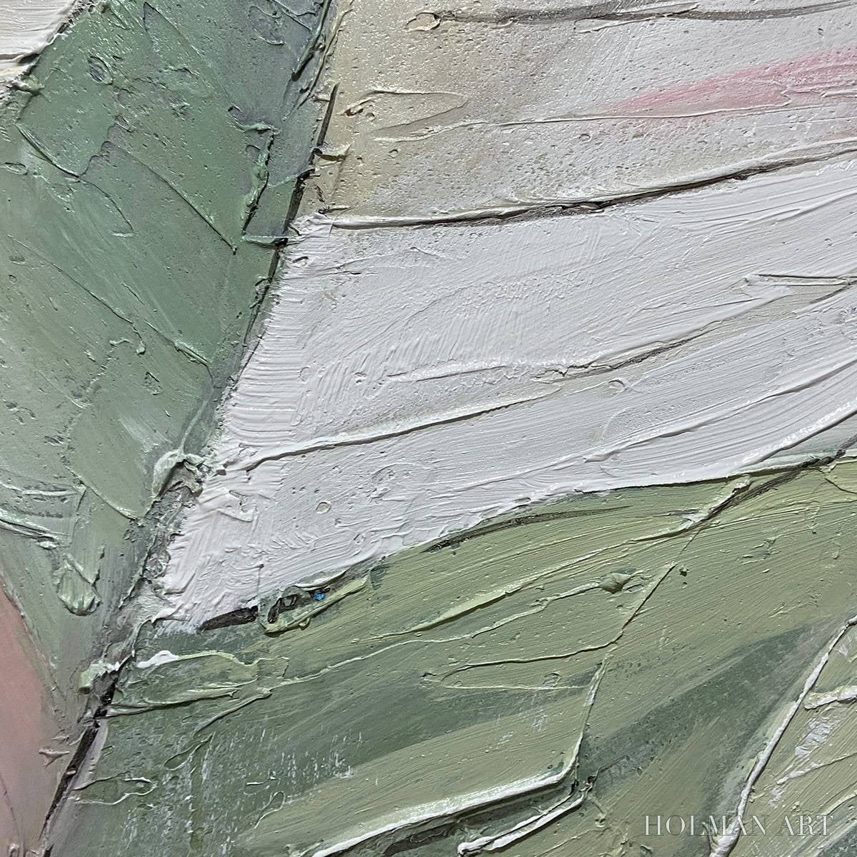 HOLMAN ART Pink Whispers – Textured Abstract Painting in Pink and Green - image 3