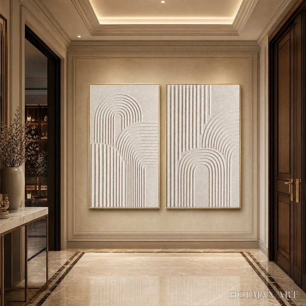 HOLMAN ART Continuum – Beige Textured Minimalist Wabi-Sabi Abstract Diptych - image 5