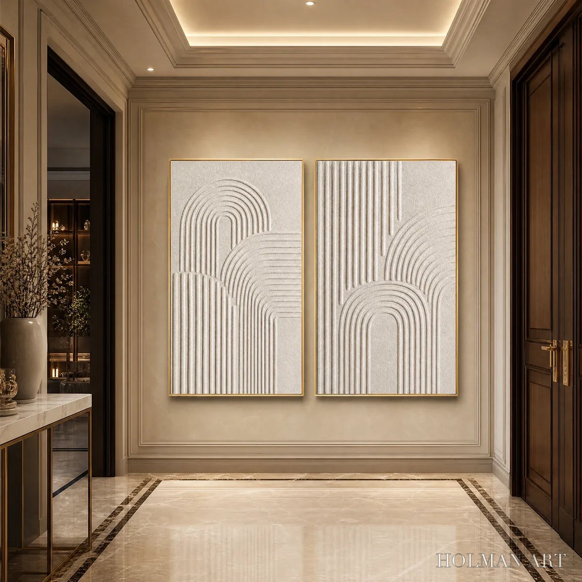 HOLMAN ART Continuum – Beige Textured Minimalist Wabi-Sabi Abstract Diptych - image 5