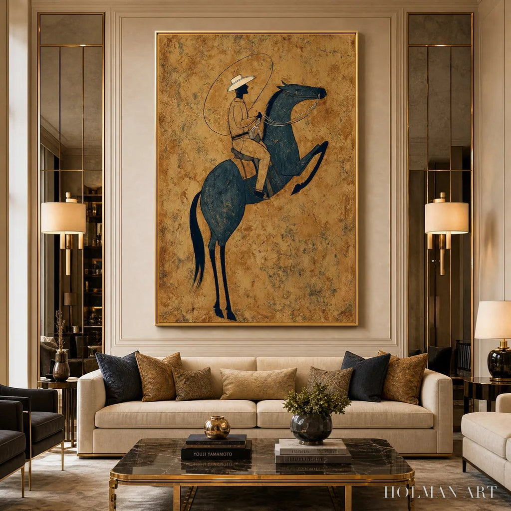 HOLMAN ART Midnight Wrangler – Rustic Wabi Sabi Style Equestrian Painting - image 2
